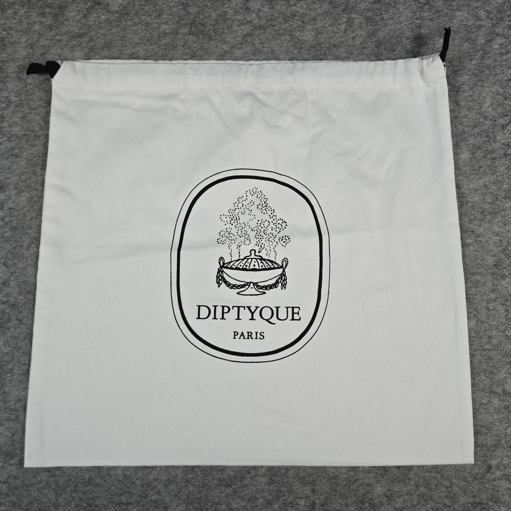 Diptyque Unisex White Canvas Logo Drawstring Dust Bag OS 15.5x15